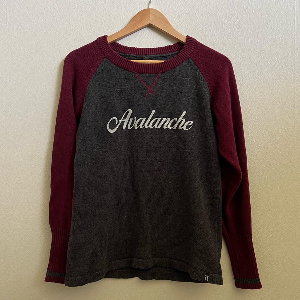Avalanche Burgundy and Gray Crew Neck Sweater